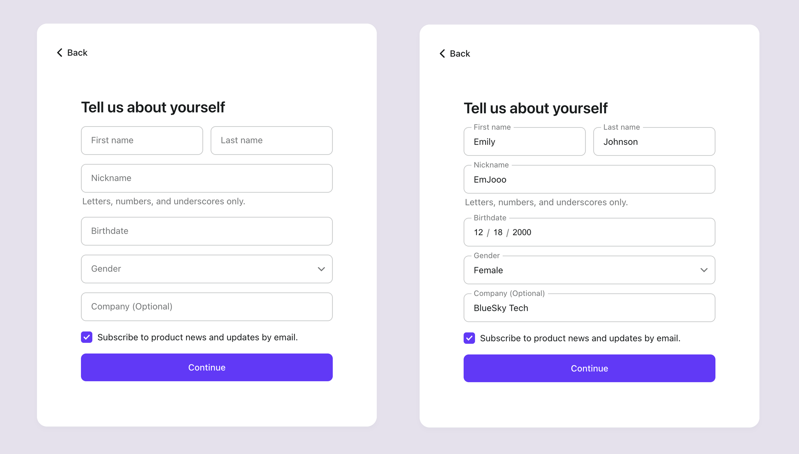 サインアップ時のユーザープロファイル収集